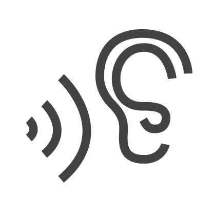 Sound waves entering an ear representing speaking in the better ear when communicating with someone with a hearing loss