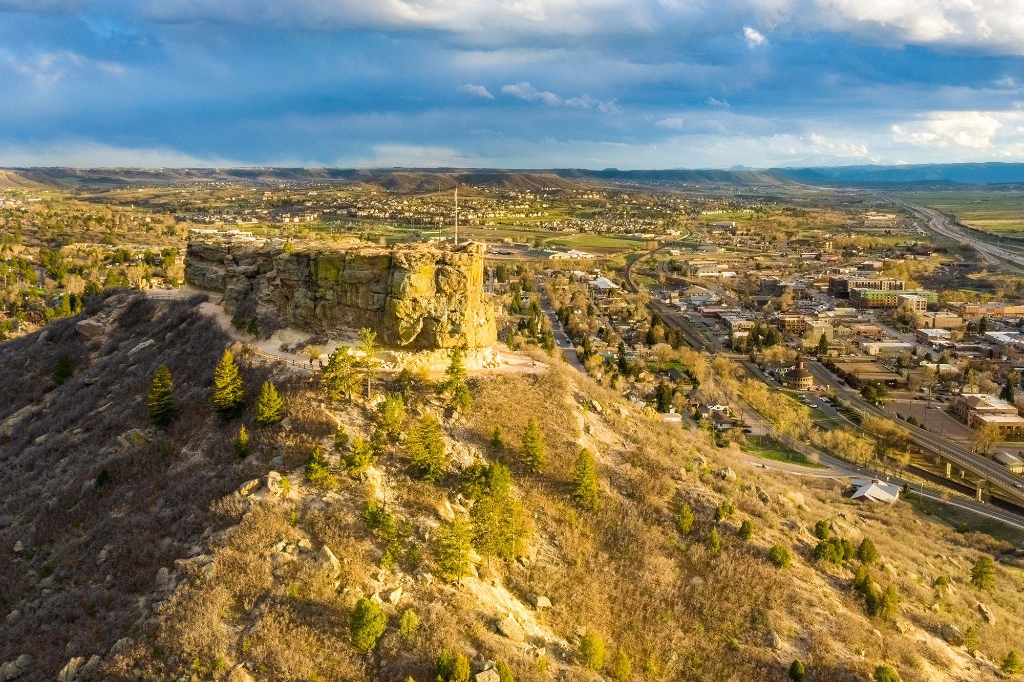 an aerial view of Castle Rock, Colorado